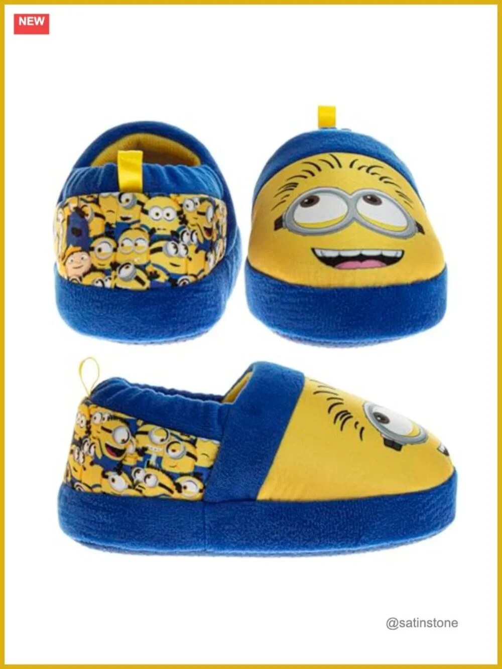 Minions Slippers Kids Plush Faux Fur Indoor House Shoes Slip-On Closed Toe